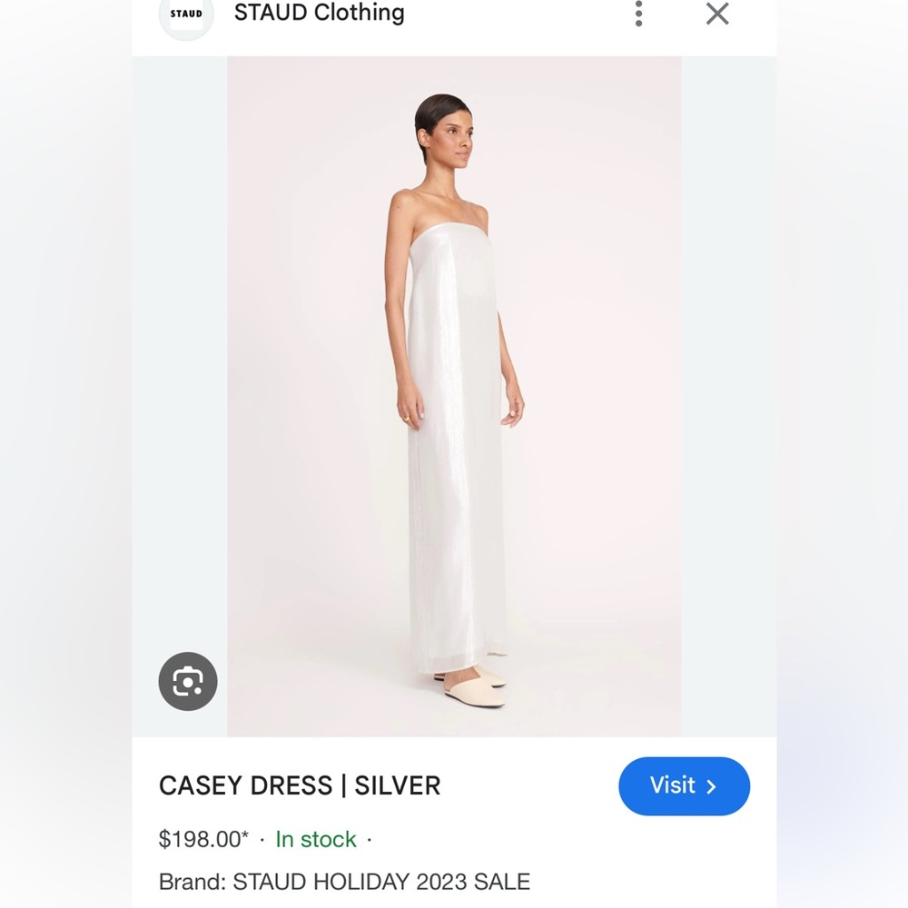 Staud Casey dress in silver- size 14